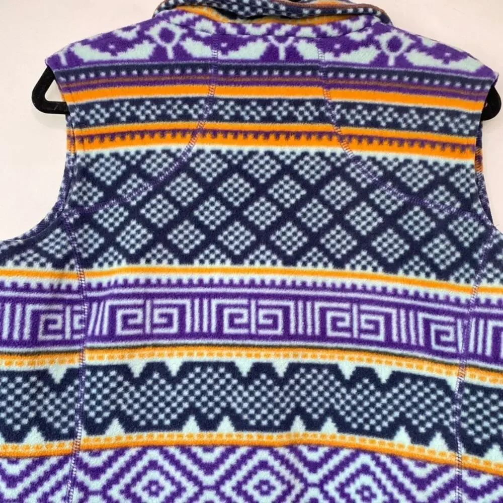 Woolrich Purple Geometric Aztec Vintage Pattern Fleece Full Zip Vest Size Medium - Picture 6 of 9